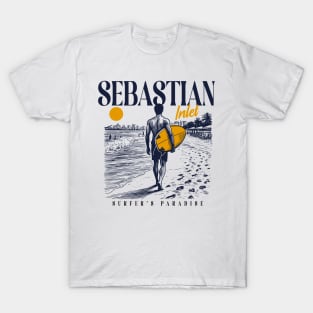 Vintage Surfing Sebastian Inlet, Florida // Retro Surfer Sketch // Surfer's Paradise T-Shirt